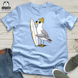 Surfing Seagull Softstyle Tee Gift For Animal Lover