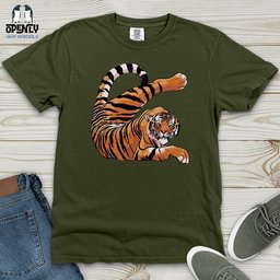 Stretching Tiger Heavy Cotton Comfort Colors Tee Gift For Animal Lover