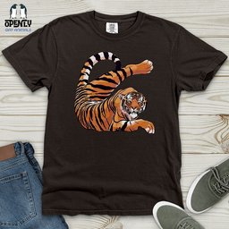 Stretching Tiger Heavy Cotton Comfort Colors Tee Gift For Animal Lover