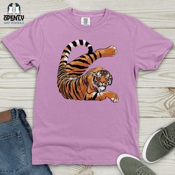 Stretching Tiger Heavy Cotton Comfort Colors Tee Gift For Animal Lover