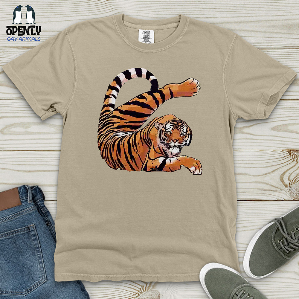 Stretching Tiger Heavy Cotton Comfort Colors Tee Gift For Animal Lover