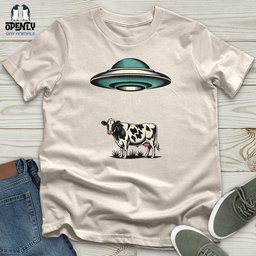 Ufo And Cow Design Unisex T Shirt Gift For Animal Lover