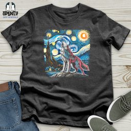 Wolf Starry Night Softstyle Tee Gift For Animal Lover