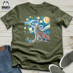 Wolf Starry Night Softstyle Tee Gift For Animal Lover