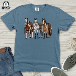 Western Horses Heavy Cotton Comfort Colors Tee Gift For Horse Lover
