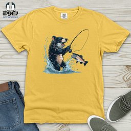 Tasmanian Devil Fishing Heavy Cotton Comfort Colors Tee Gift For Animal Lover