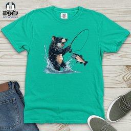 Tasmanian Devil Fishing Heavy Cotton Comfort Colors Tee Gift For Animal Lover