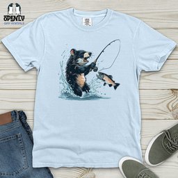 Tasmanian Devil Fishing Heavy Cotton Comfort Colors Tee Gift For Animal Lover