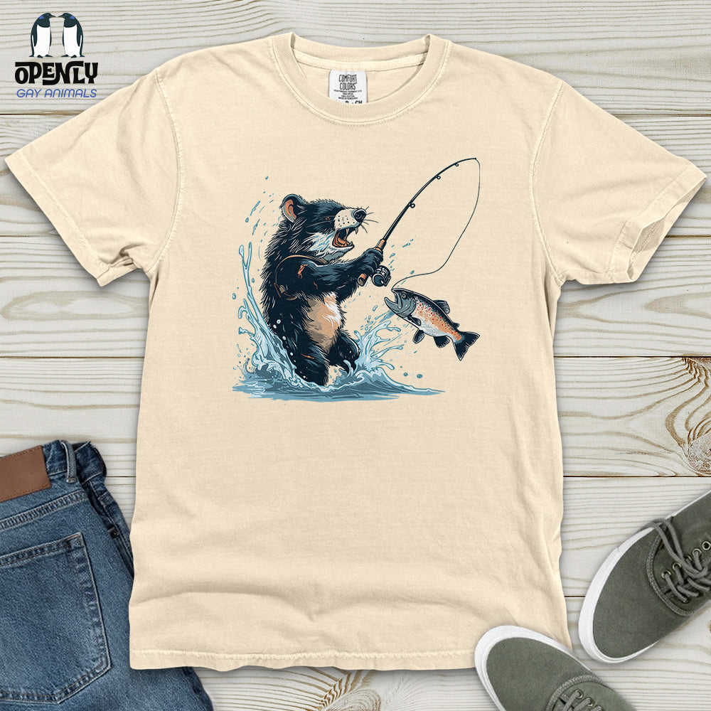 Tasmanian Devil Fishing Heavy Cotton Comfort Colors Tee Gift For Animal Lover