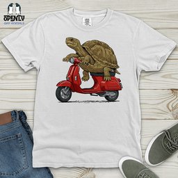 Turtle On A Scooter Heavy Cotton Comfort Colors Tee Gift For Animal Lover