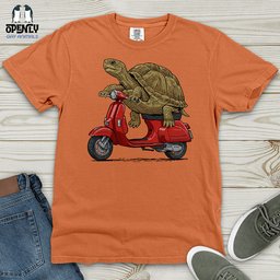 Turtle On A Scooter Heavy Cotton Comfort Colors Tee Gift For Animal Lover