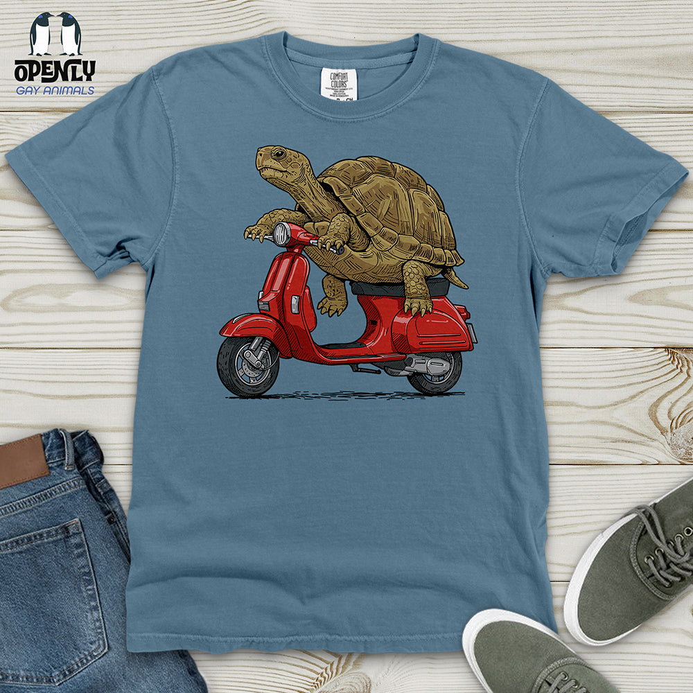 Turtle On A Scooter Heavy Cotton Comfort Colors Tee Gift For Animal Lover