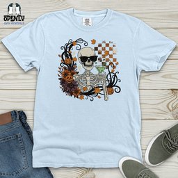 Skeleton Drink Wine Heavy Cotton Comfort Colors Tee Gift For Animal Lover