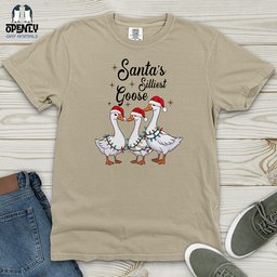 Santas Silliest Goose Heavy Cotton Comfort Colors Tee Gift For Animal Lover