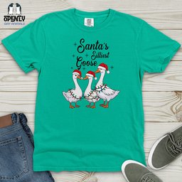 Santas Silliest Goose Heavy Cotton Comfort Colors Tee Gift For Animal Lover