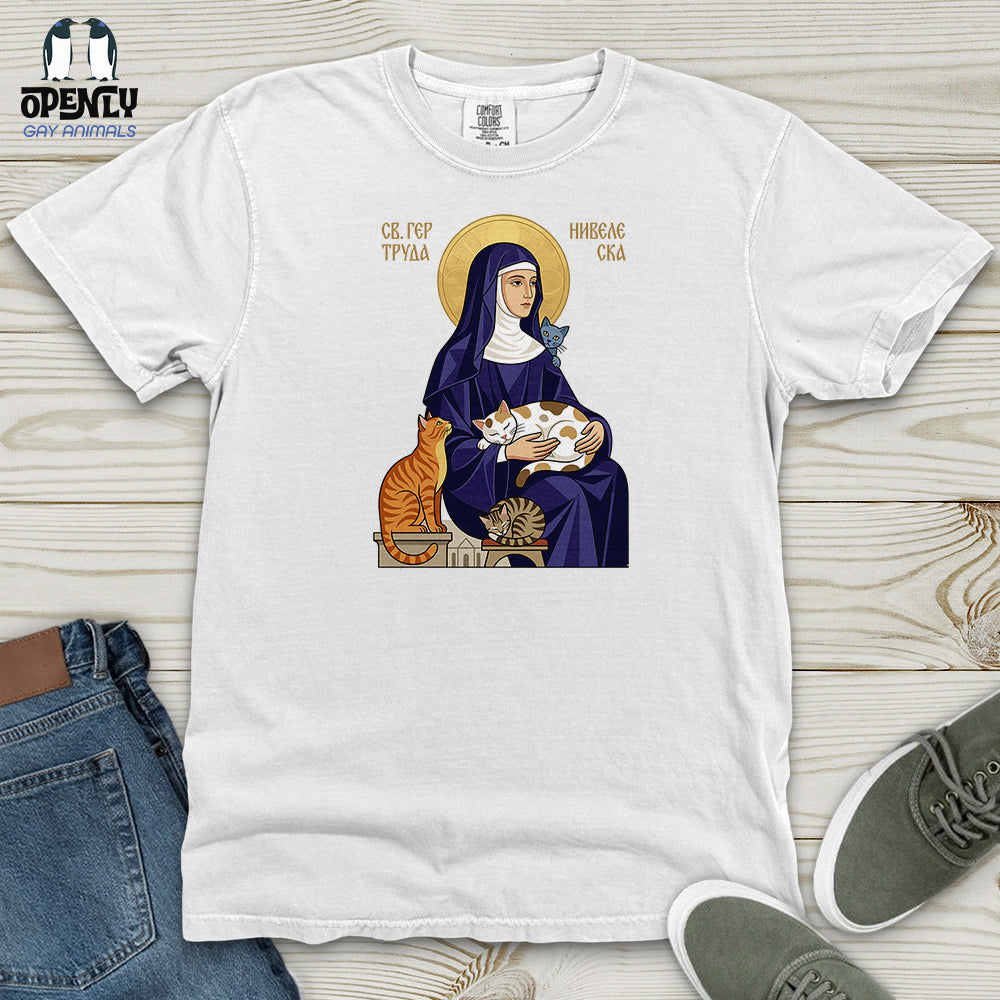 Saint Gertrude Of Nivelles Heavy Cotton Comfort Colors Tee Gift For Animal Lover