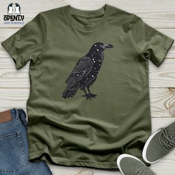 Celestial Raven Silhouette Softstyle Tee Gift For Animal Lover
