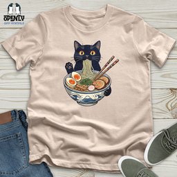 Cat With Ramen Unisex T Shirt Gift For Cat Lover