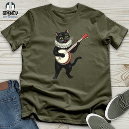 Cat Playing A Banjo Unisex T Shirt Gift For Cat Lover