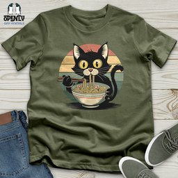Cat With Ramen Softstyle Tee Gift For Cat Lover
