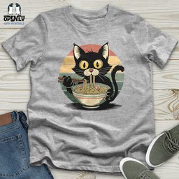 Cat With Ramen Softstyle Tee Gift For Cat Lover