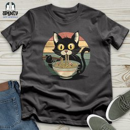 Cat With Ramen Softstyle Tee Gift For Cat Lover