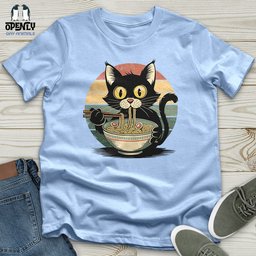 Cat With Ramen Softstyle Tee Gift For Cat Lover