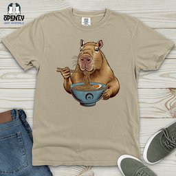 Capybara Eating Noodles Heavy Cotton Comfort Colors Tee Gift For Animal Lover