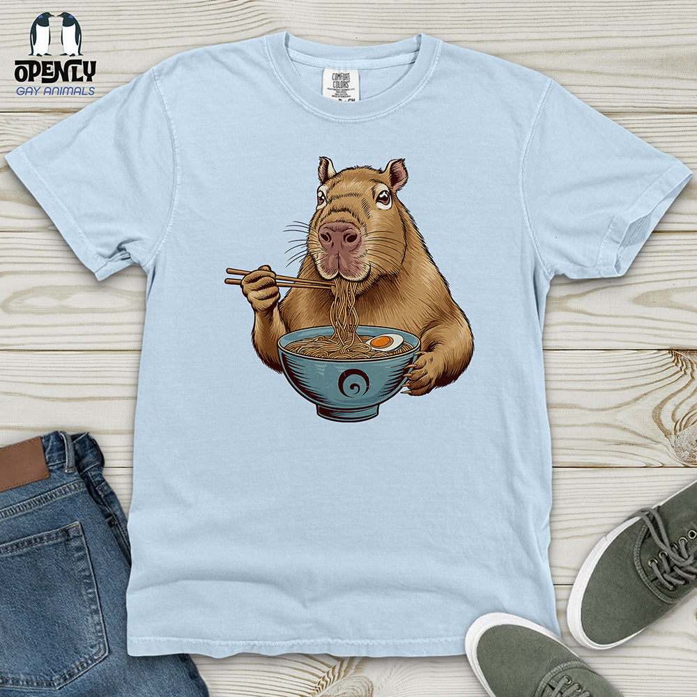 Capybara Eating Noodles Heavy Cotton Comfort Colors Tee Gift For Animal Lover