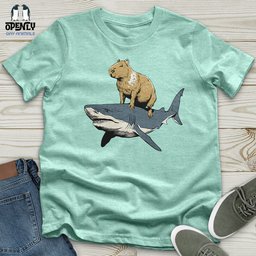 Capybara Riding Shark Unisex T Shirt Gift For Animal Lover
