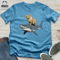 Capybara Riding Shark Unisex T Shirt Gift For Animal Lover
