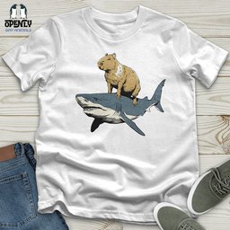 Capybara Riding Shark Unisex T Shirt Gift For Animal Lover