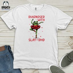 Diagnosed With Slay Dhd Heavy Cotton Comfort Colors Tee Gift For Animal Lover