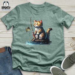 Cat Fishing Unisex T Shirt Gift For Cat Lover