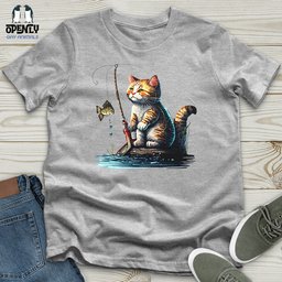 Cat Fishing Unisex T Shirt Gift For Cat Lover