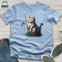 Cat Fishing Unisex T Shirt Gift For Cat Lover