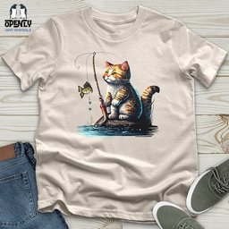 Cat Fishing Unisex T Shirt Gift For Cat Lover