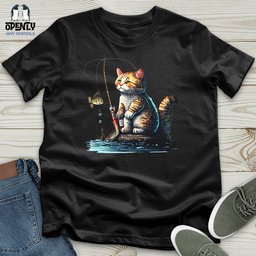 Cat Fishing Unisex T Shirt Gift For Cat Lover