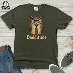 Dadditude Owl Heavy Cotton Comfort Colors Tee Gift For Animal Lover
