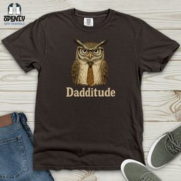 Dadditude Owl Heavy Cotton Comfort Colors Tee Gift For Animal Lover