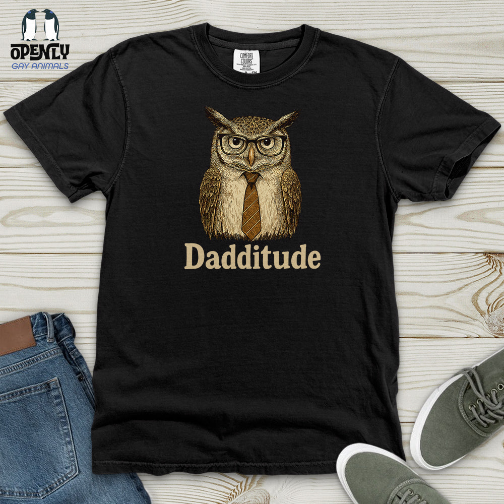 Dadditude Owl Heavy Cotton Comfort Colors Tee Gift For Animal Lover