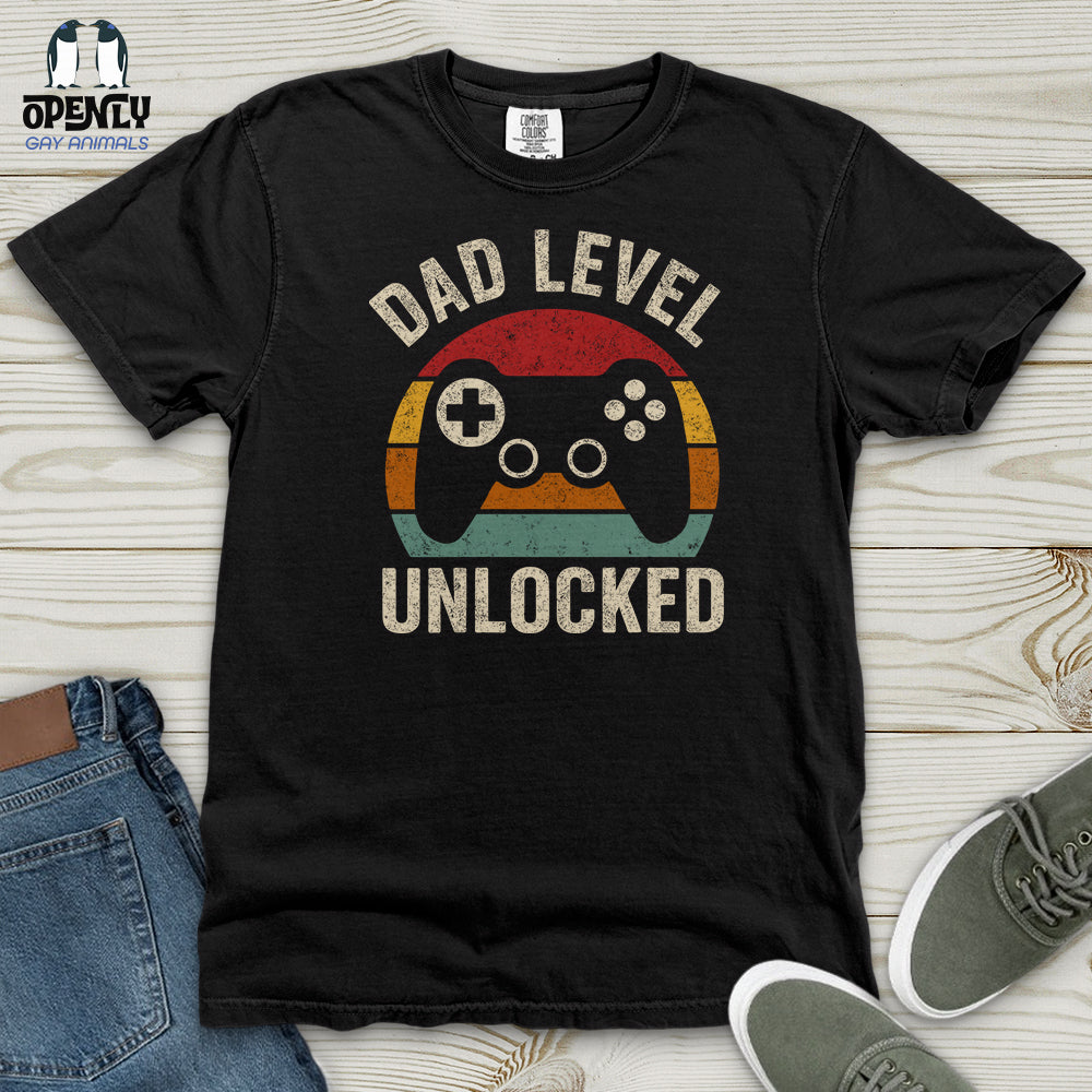 Dad Level Unlocked Heavy Cotton Comfort Colors Tee Gift For Dad