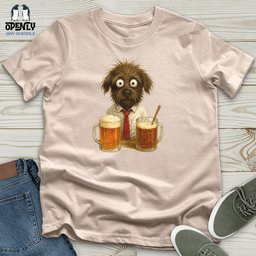 Comics Dog Drinking Beer Unisex T Shirt Gift For Dog Lover