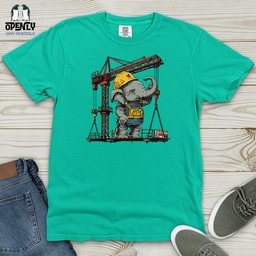 Elephant Construction Crew Heavy Cotton Comfort Colors Tee Gift For Animal Lover