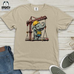 Elephant Construction Crew Heavy Cotton Comfort Colors Tee Gift For Animal Lover