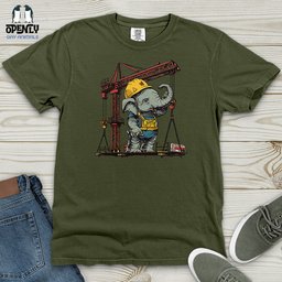 Elephant Construction Crew Heavy Cotton Comfort Colors Tee Gift For Animal Lover