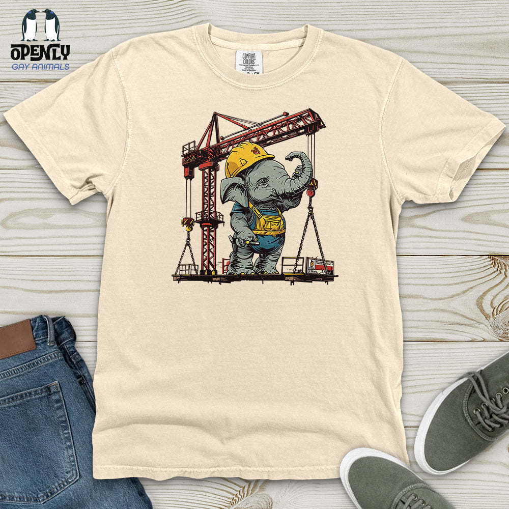 Elephant Construction Crew Heavy Cotton Comfort Colors Tee Gift For Animal Lover