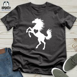 Flat Heart Horse Silhouette Unisex T Shirt Gift For Horse Lover
