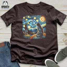 Cat Starry Night Softstyle Tee Gift For Cat Lover