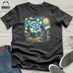 Cat Starry Night Softstyle Tee Gift For Cat Lover